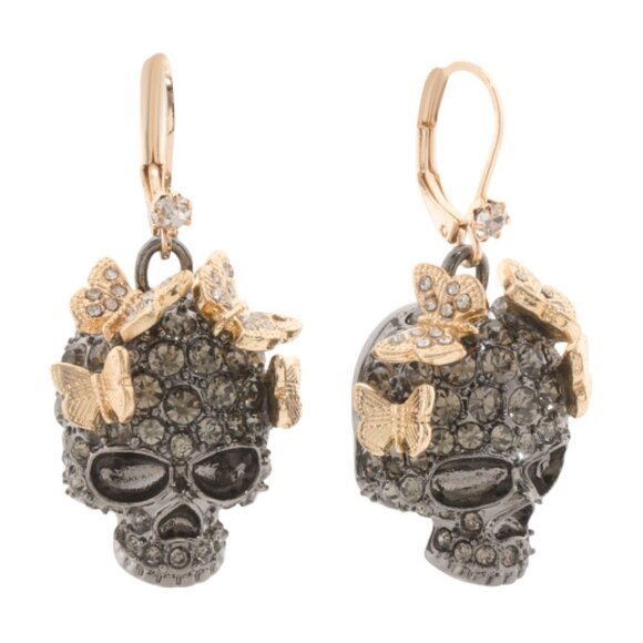 Betsey Johnson Jewelry - NWT Betsey Johnson Skull Whimsigoth Lever Back Earrings
